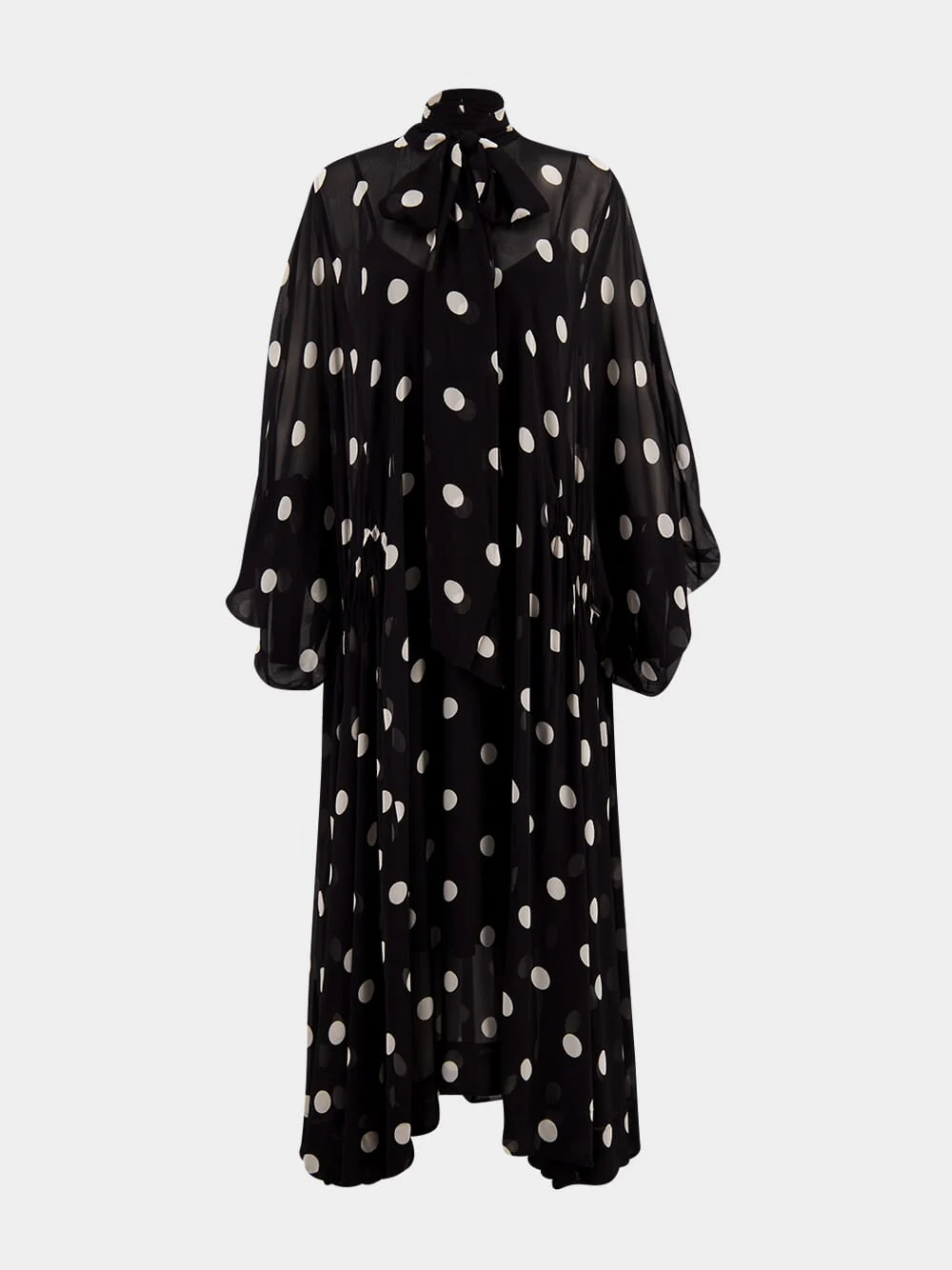 Black Crush Tie Neck Billow Dress - Image 2