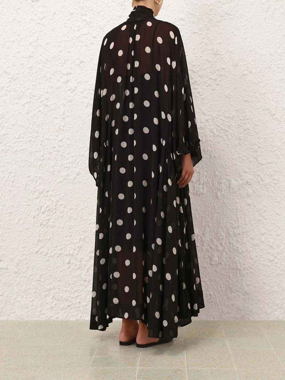 Black Crush Tie Neck Billow Dress - Image 3
