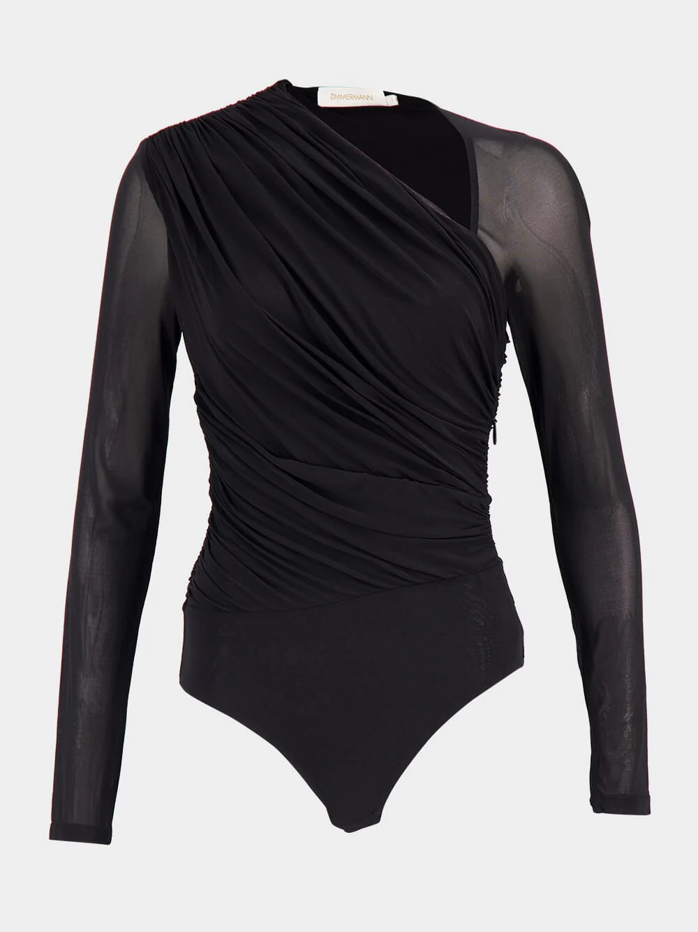Black Illustration Gathered Bodysuit - Image 2