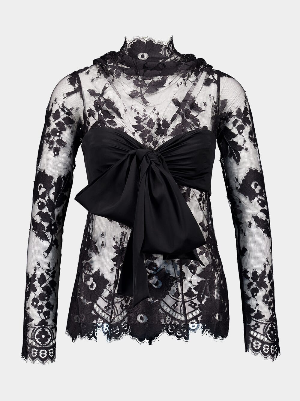 Black Illustration Lace Bow Bodice - Image 2