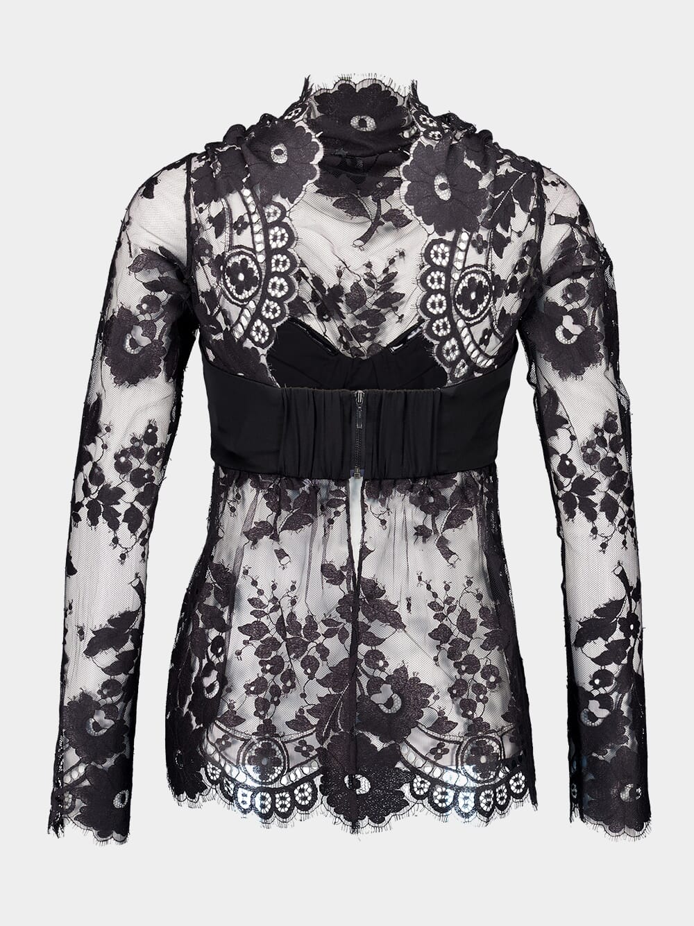 Black Illustration Lace Bow Bodice - Image 3