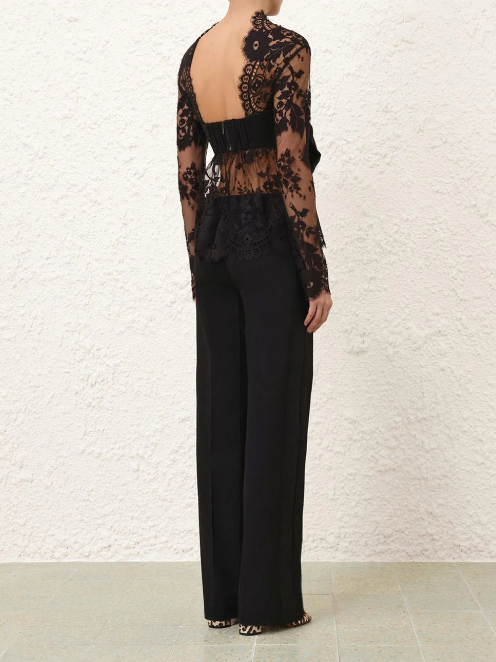 Black Illustration Lace Bow Bodice - Image 4