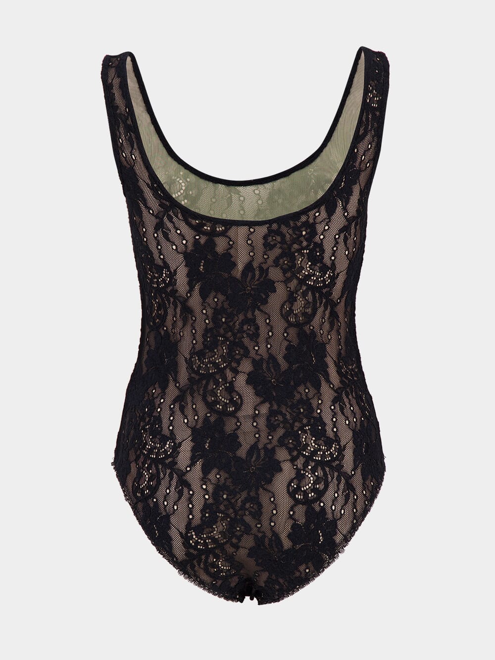 Black Lace Scoop Neck Bodysuit - Image 3