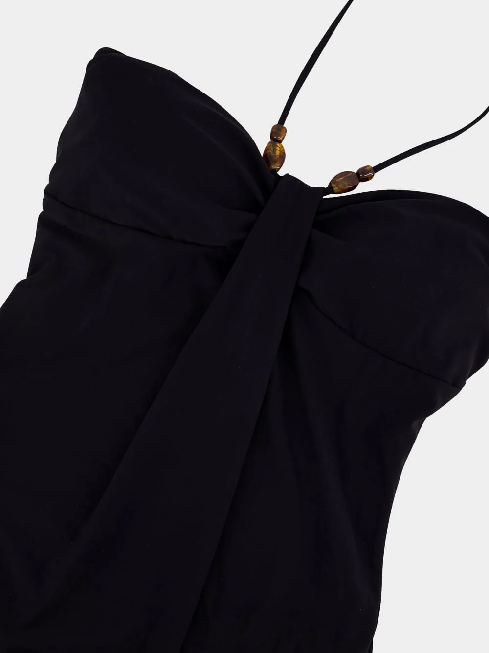 Black Wylie Drape Halter One-Piece Swimsuit - Image 5