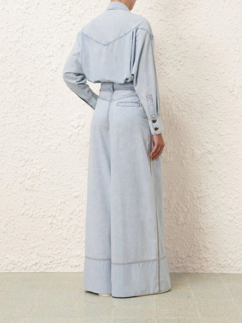 Blue Smoke Wide Leg Denim Pant - Image 4