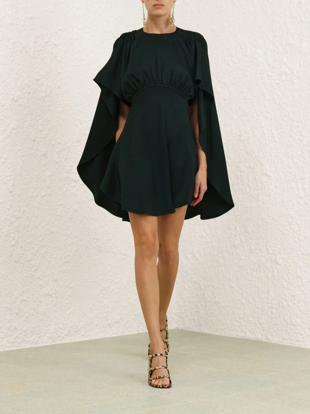 Bottle Green Eden Cascading Mini Dress