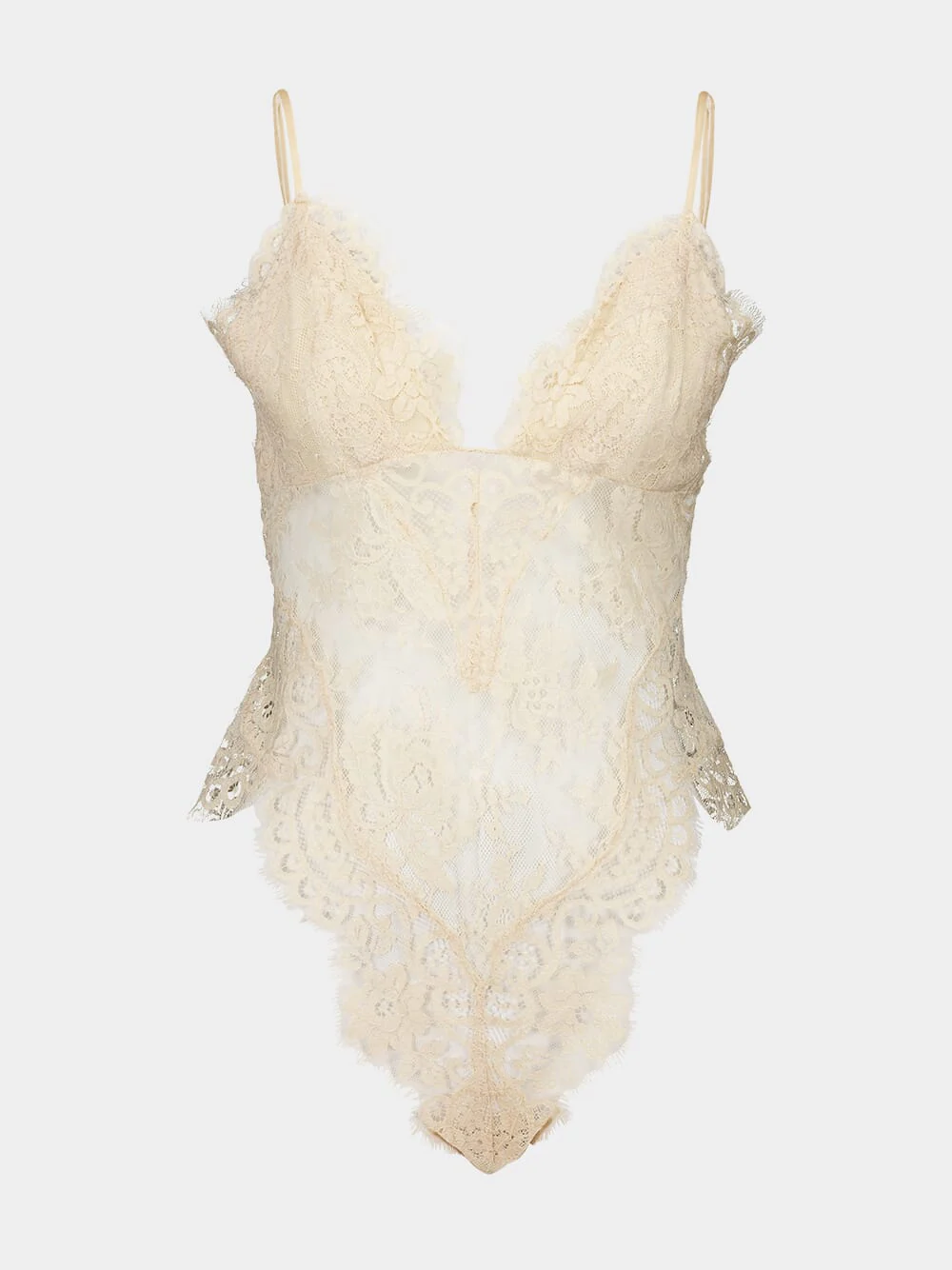 Cream Illustration Lace Teddy