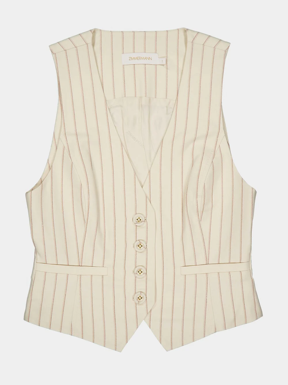 Cream Pinstripe Tranquillity Waistcoat - Image 5