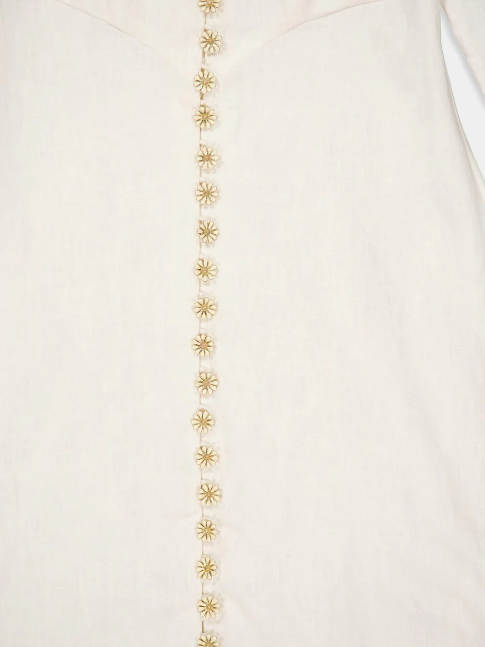 Cream V-Neck Midi Dress with Daisy Buttons - Image 4