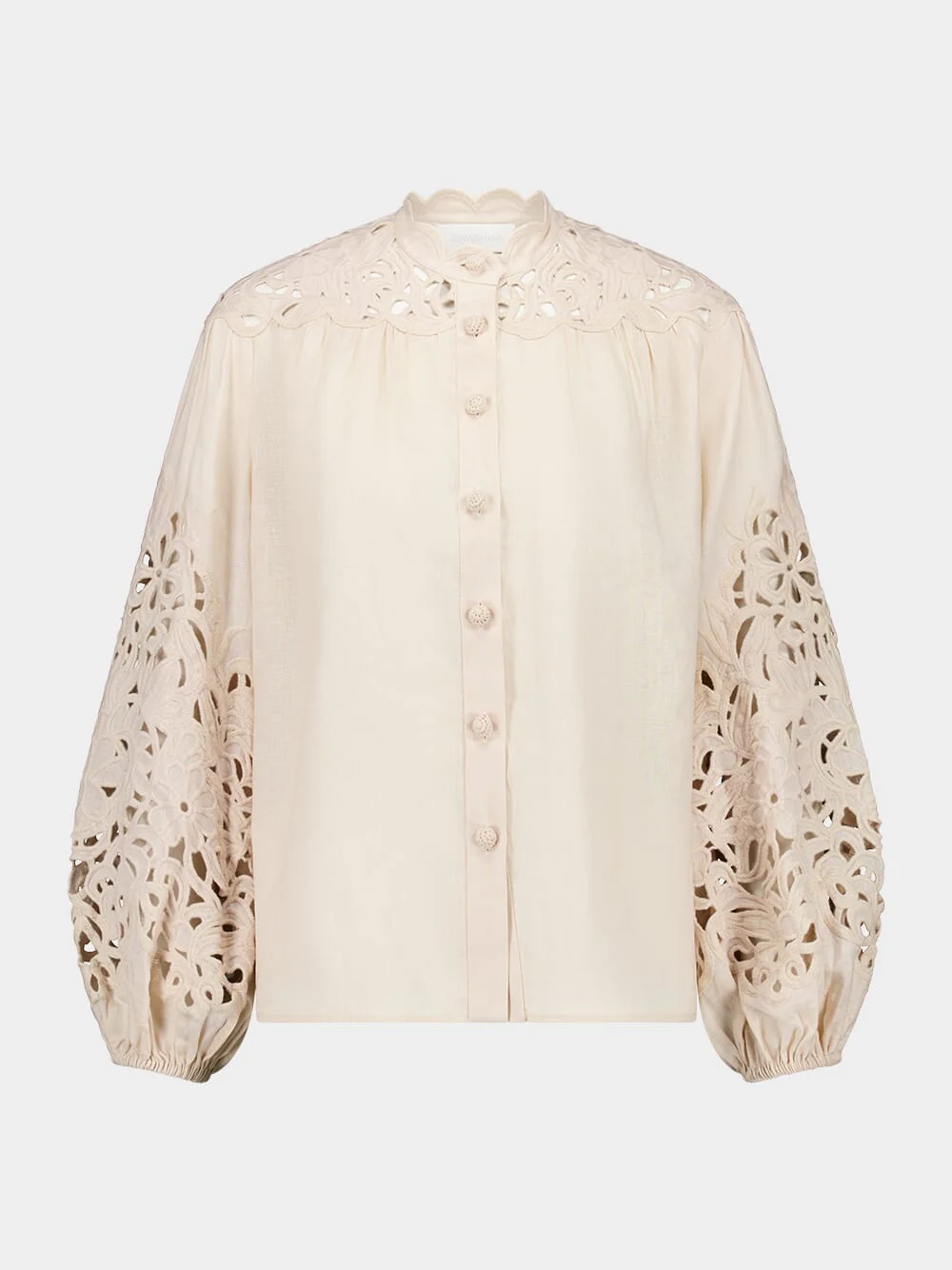 Cream Wylie Embroidered Linen Blouse