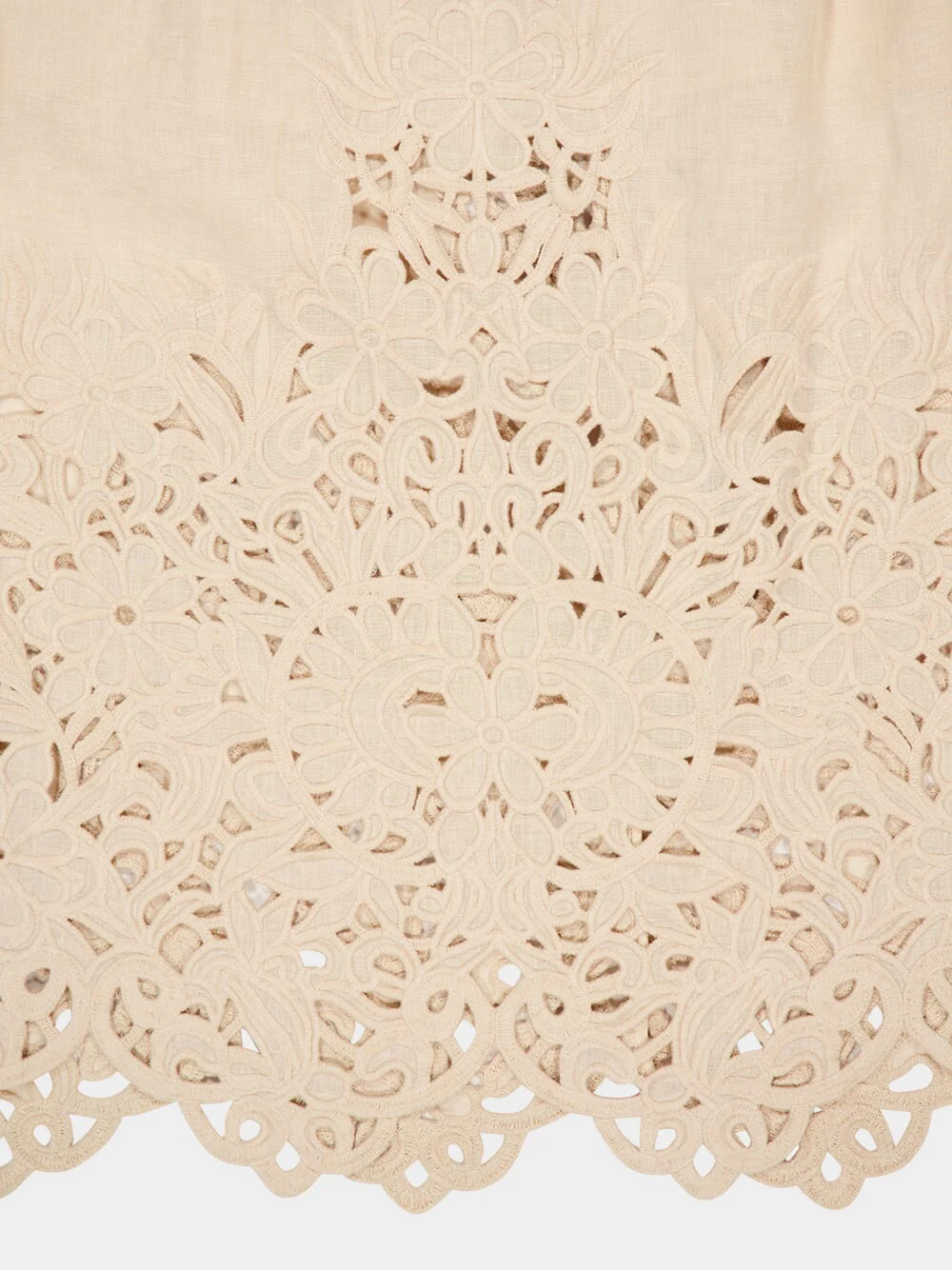 Cream Wylie Embroidered Linen Midi Skirt - Image 4