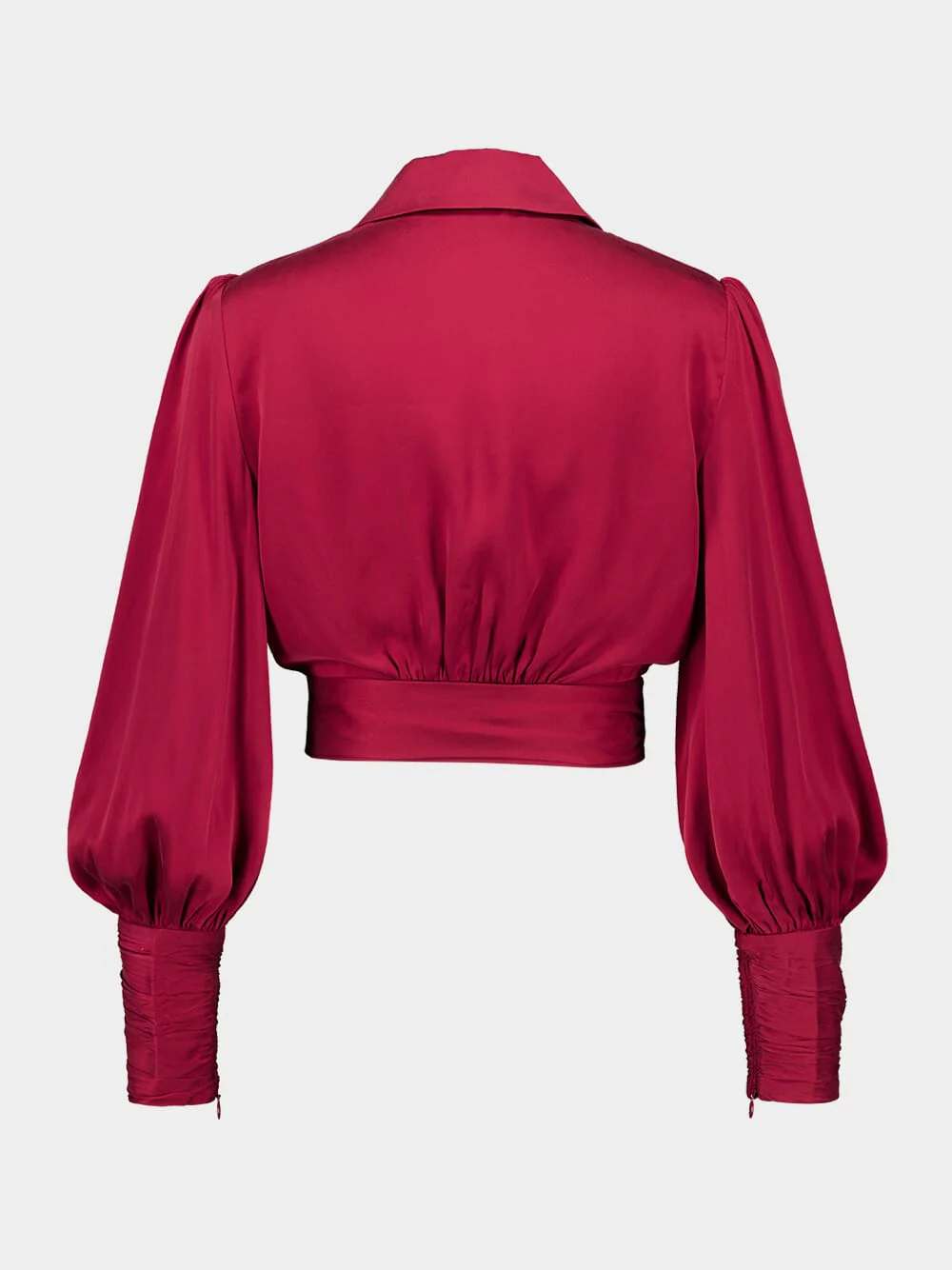 Deep Pink Silk Wrap Cropped Top - Image 2