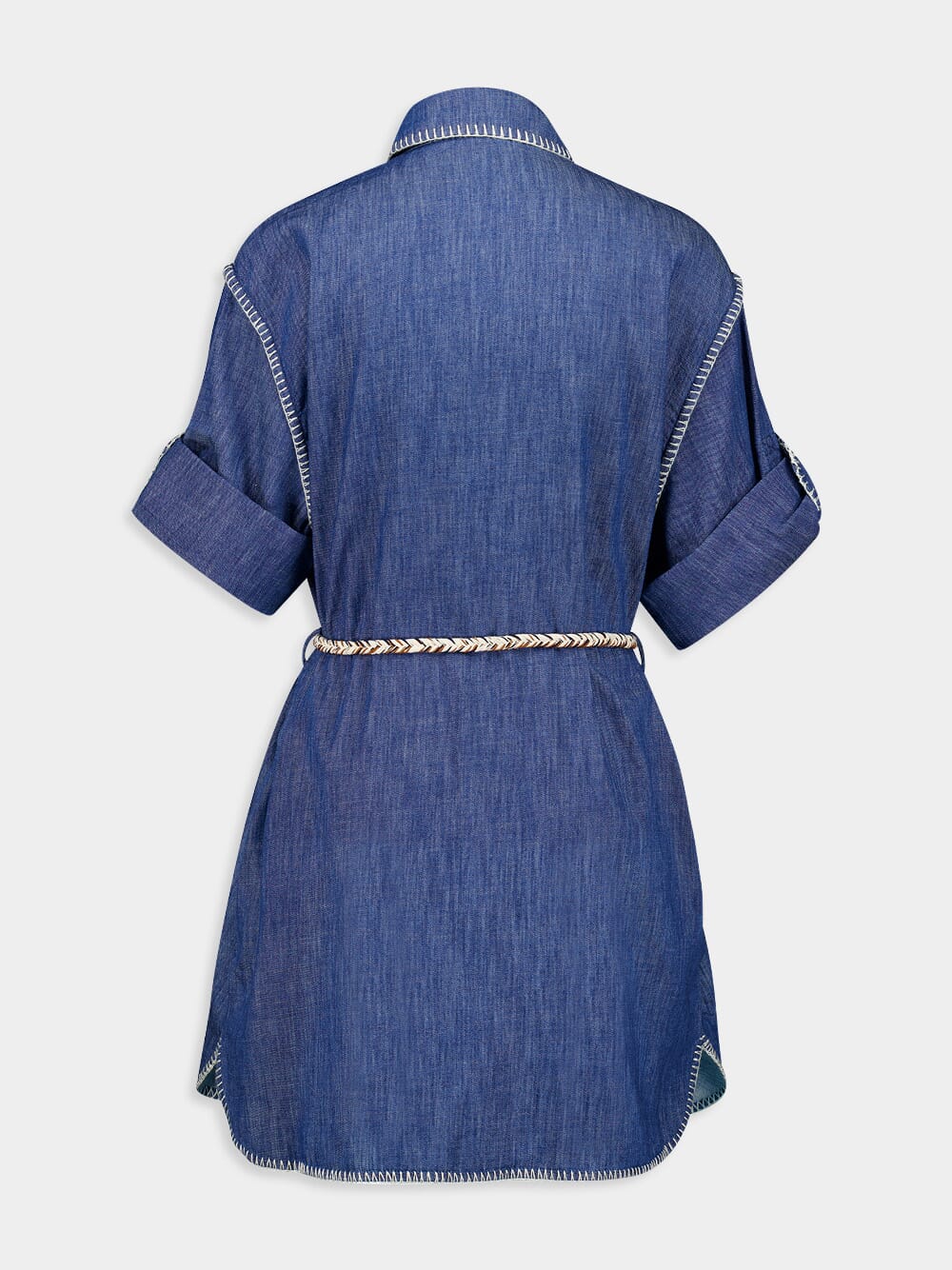 Denim Mini Shirt Dress - Image 3