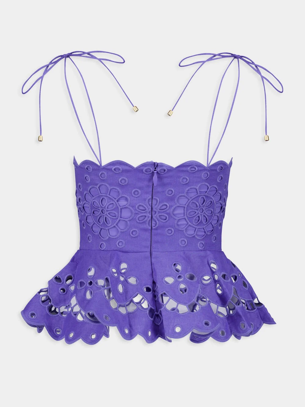 Embroidered Scallop Linen Top - Image 3