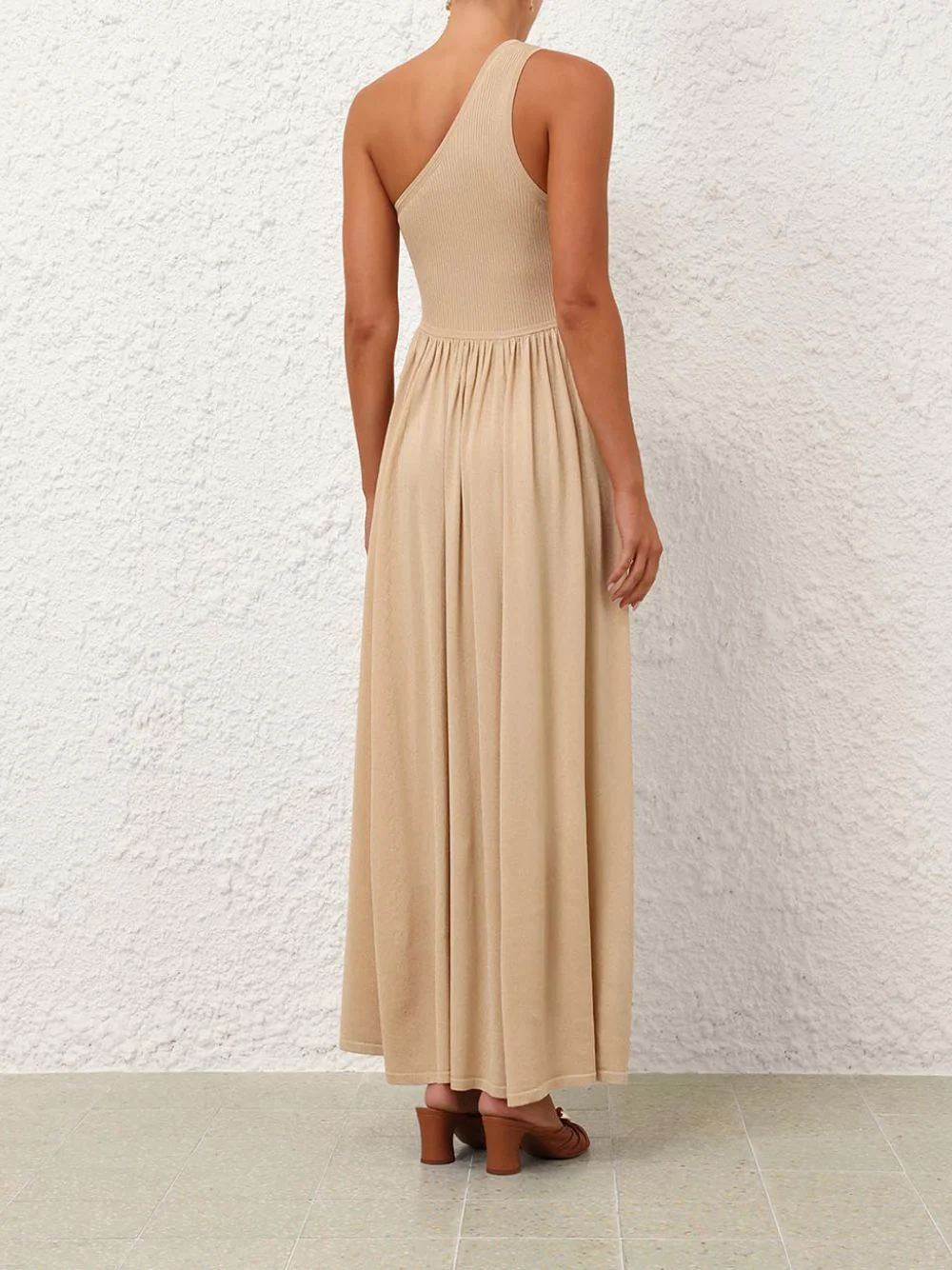 Gold Crush Metallic Asymmetric Maxi Dress - Image 4