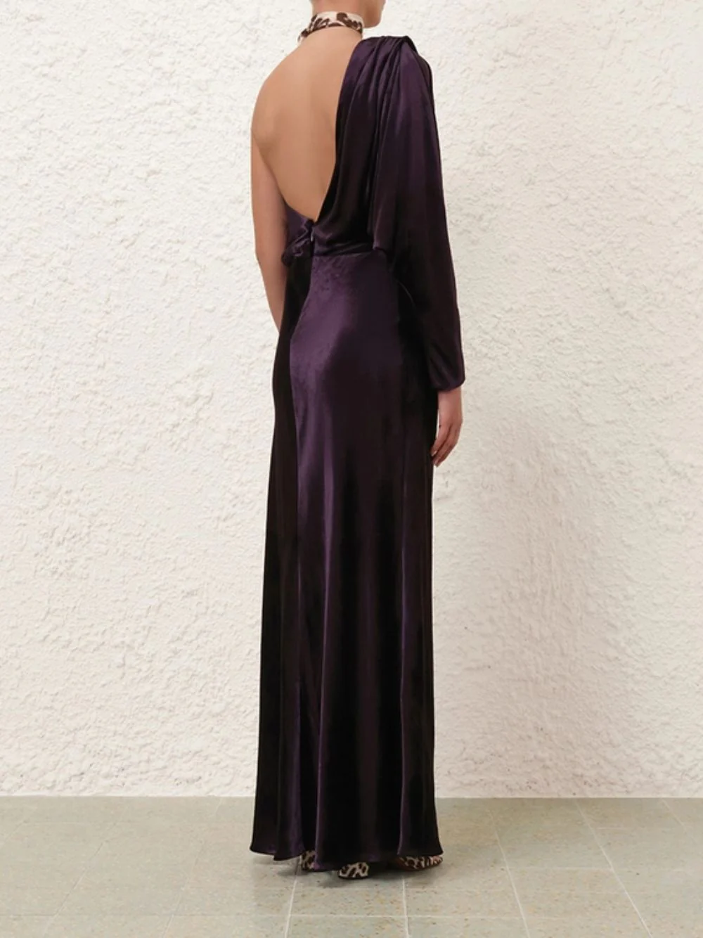 Illustration Asymmetric Velvet Gown - Image 3