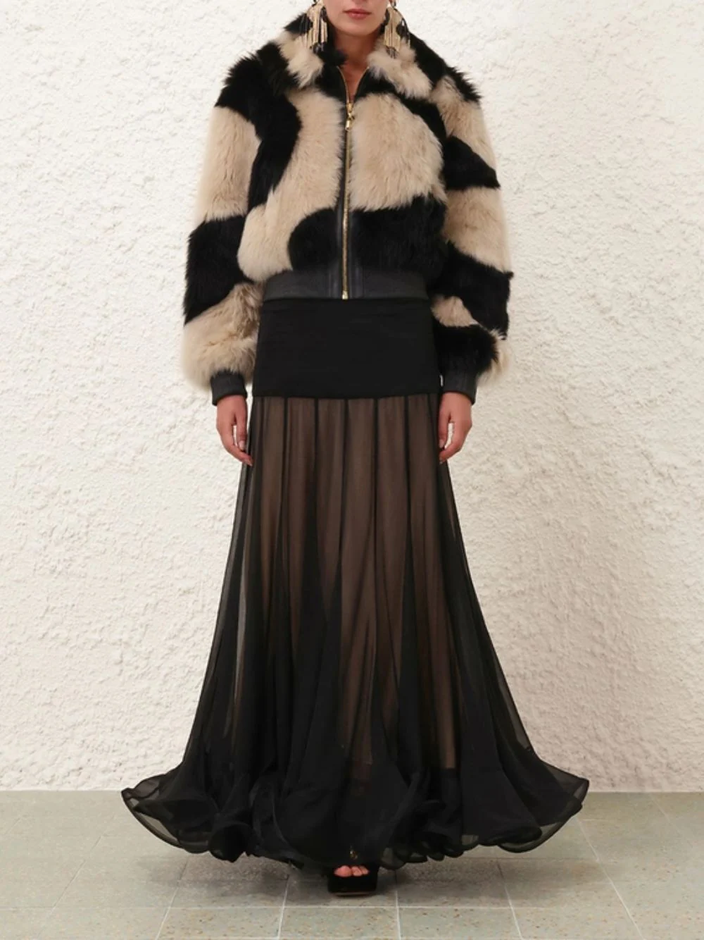 Illustration Flounce Silk Skirt - Image 2