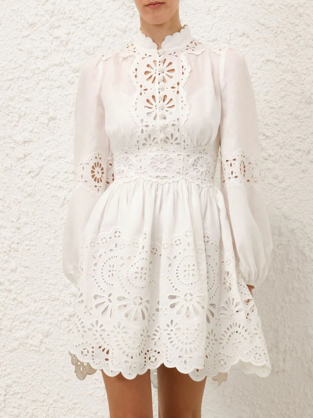 Ivory Acacia Broderie Mini Dress - Image 2