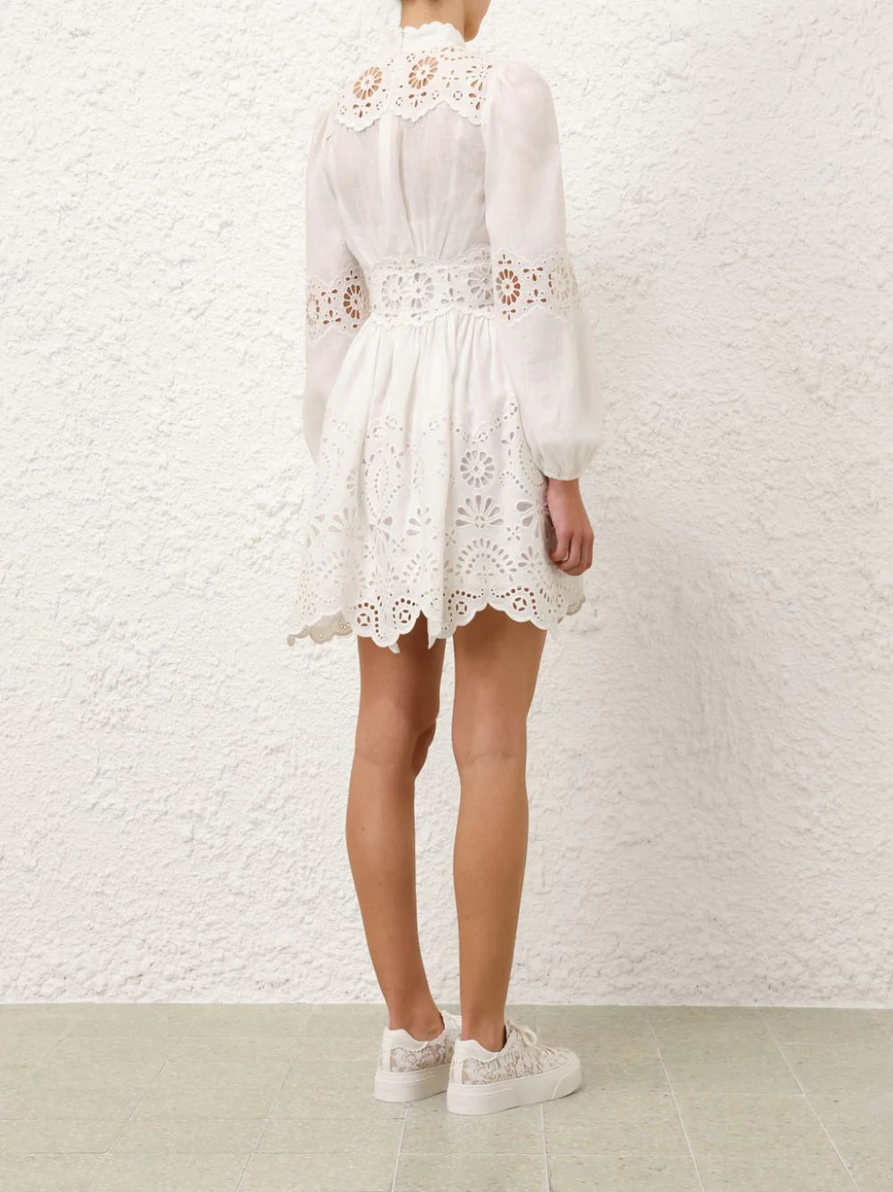 Ivory Acacia Broderie Mini Dress - Image 4