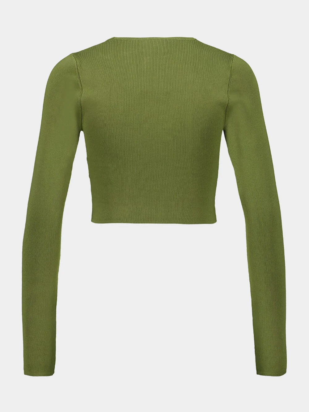 Khaki Green Wylie Knit Scoop Cropped Top - Image 2