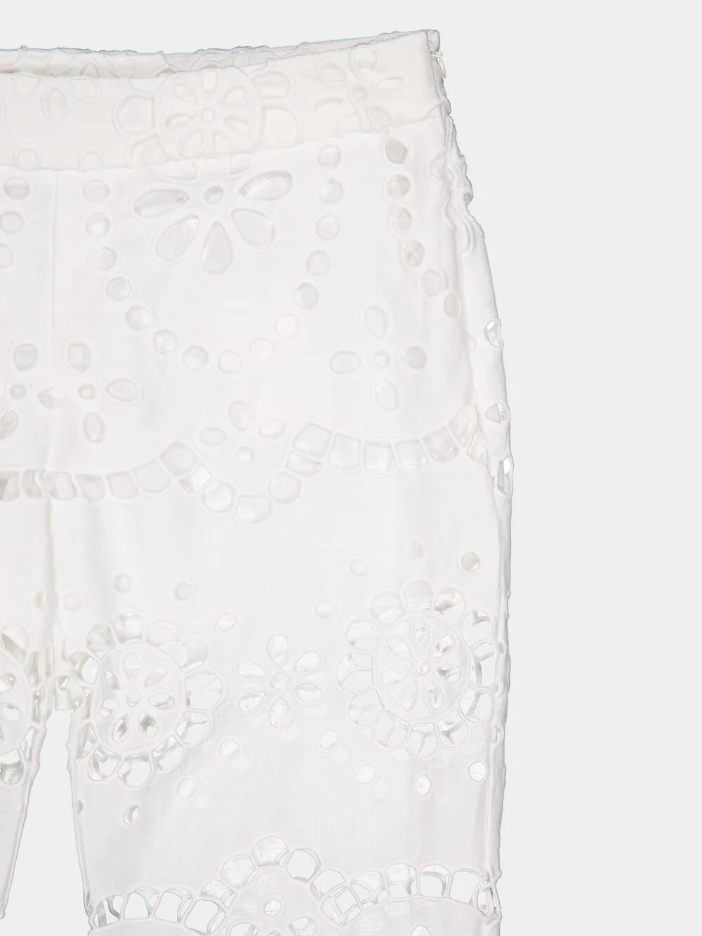 Lexi Embroidered White Eyelet Flared Trousers - Image 3