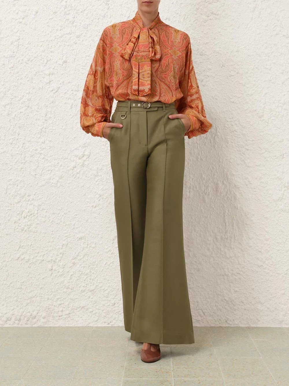 Light Olive Tranquillity Flare Leg Pant - Image 2