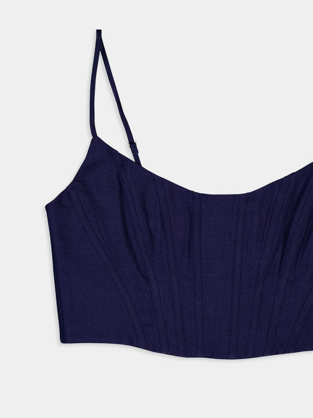 Navy Pleated Crop Top - Image 3