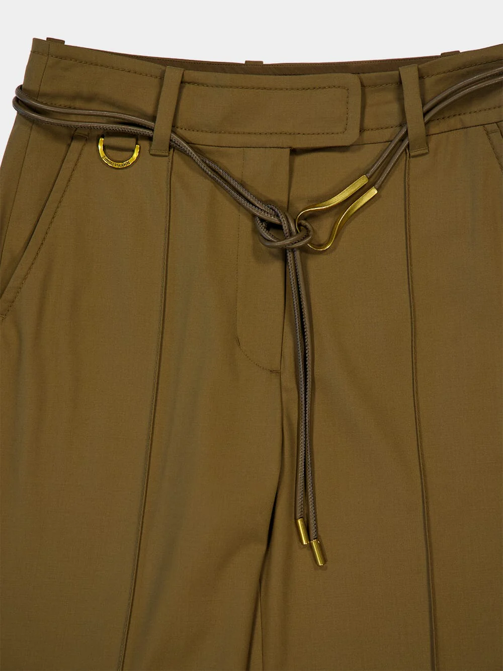 Olive Green Crush Tailored Wide Flare Pants - Image 3