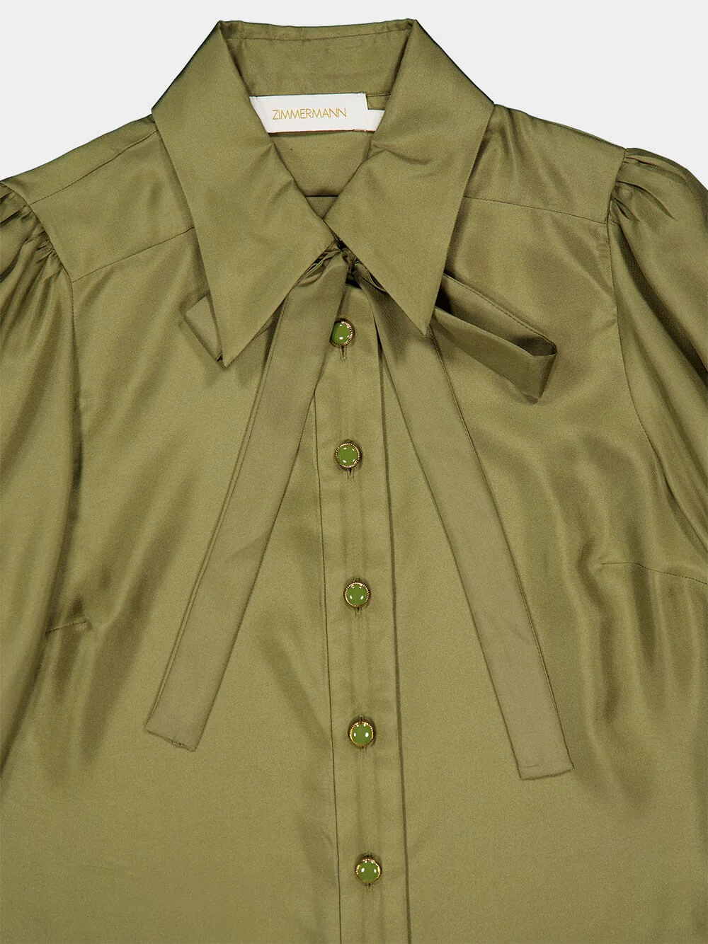 Olive Green Tranquility Silk Blouse - Image 3