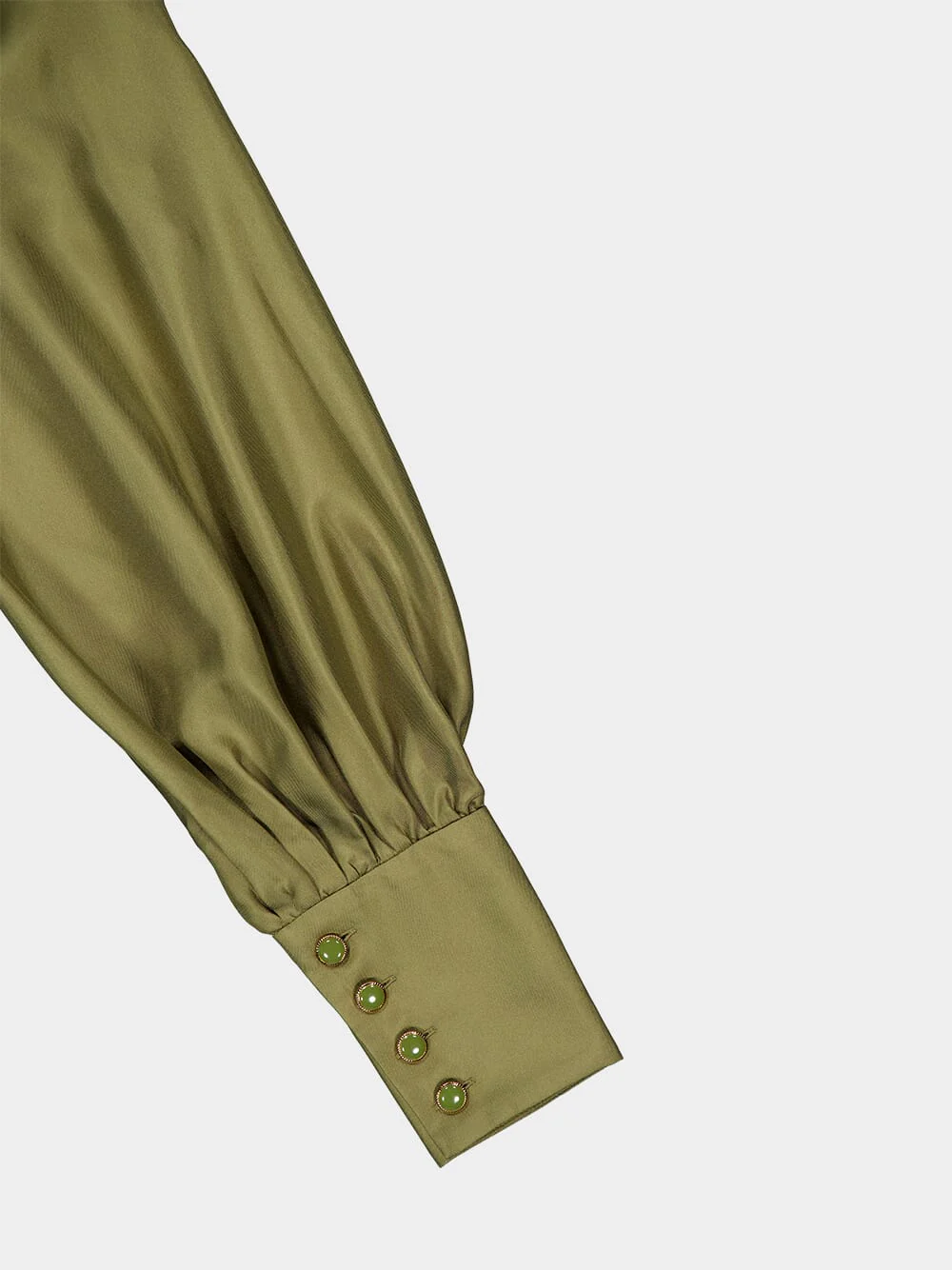 Olive Green Tranquility Silk Blouse - Image 4