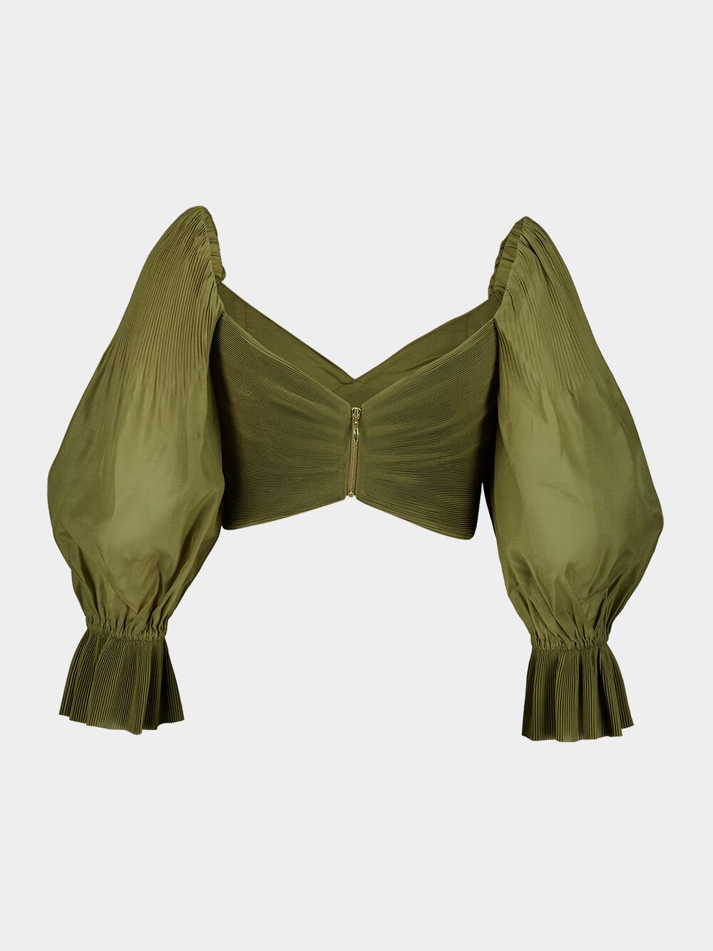 Olive Pleated Crop Bodice - Image 3