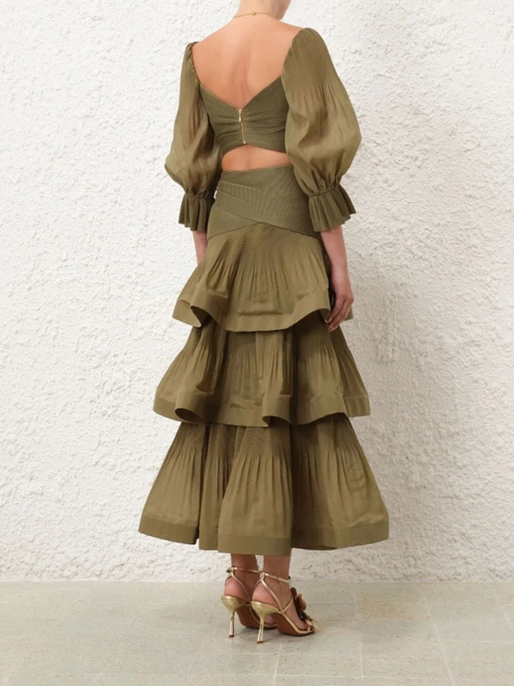 Olive Pleated Crop Bodice - Image 4