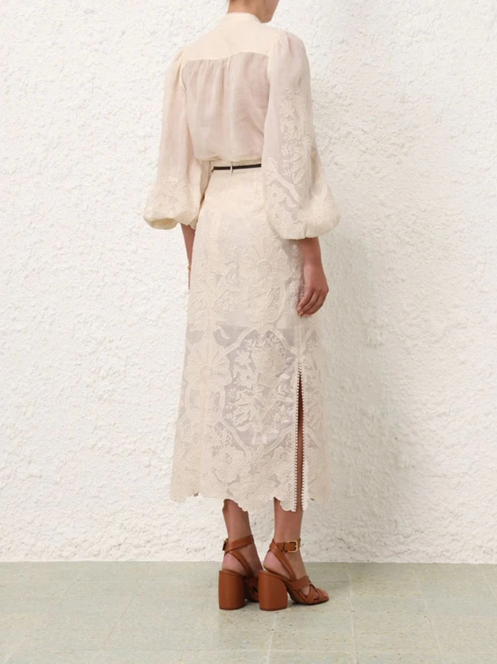 Ottie Embroidered Linen Skirt - Image 4