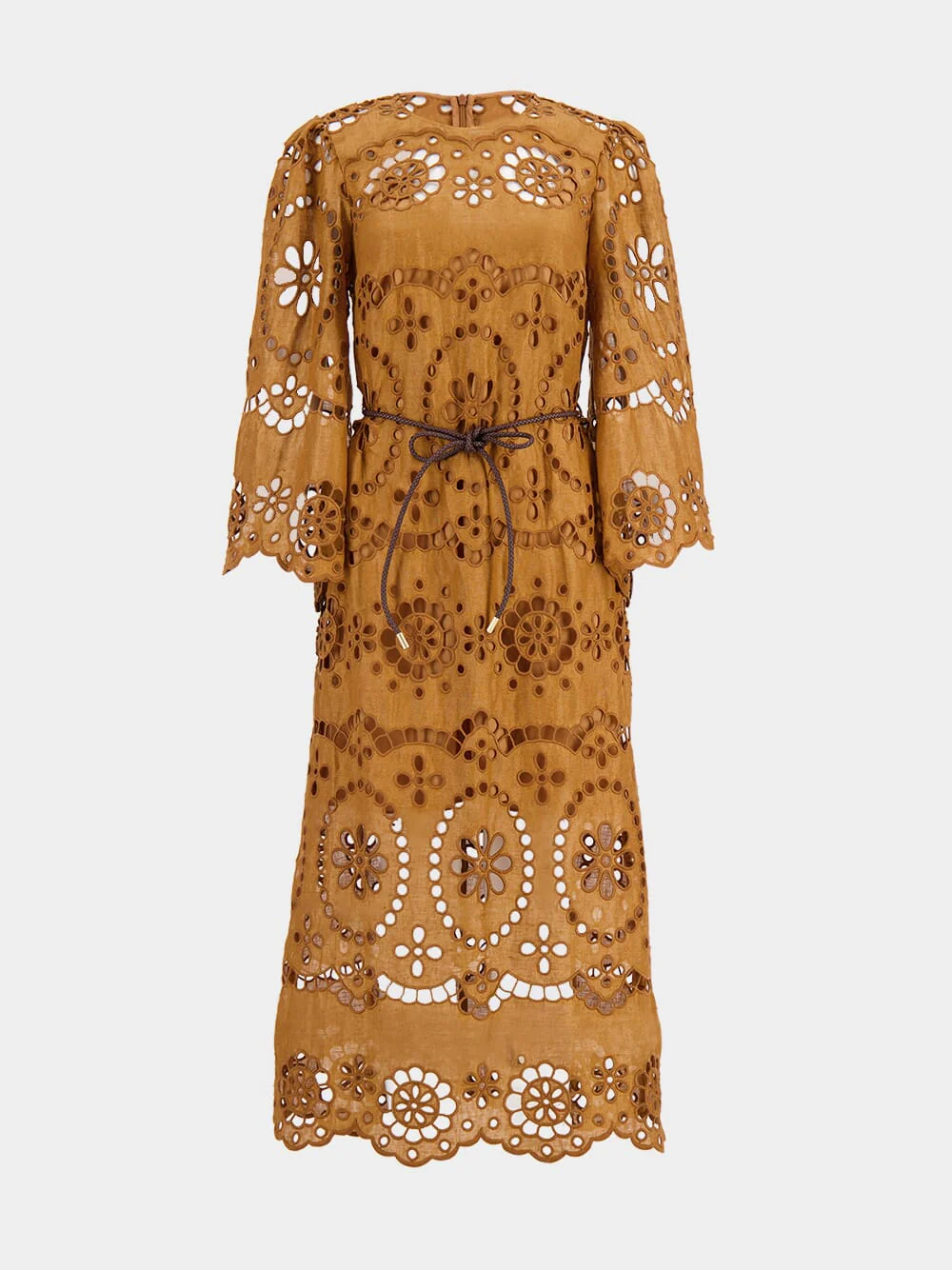 Tan Pop Embroidered Midi Dress - Image 2