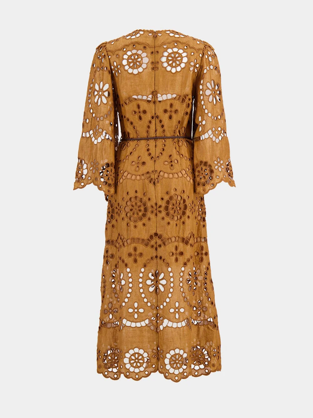 Tan Pop Embroidered Midi Dress - Image 3