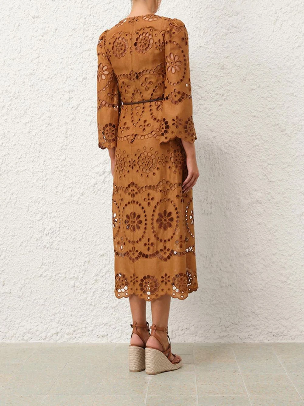 Tan Pop Embroidered Midi Dress - Image 4