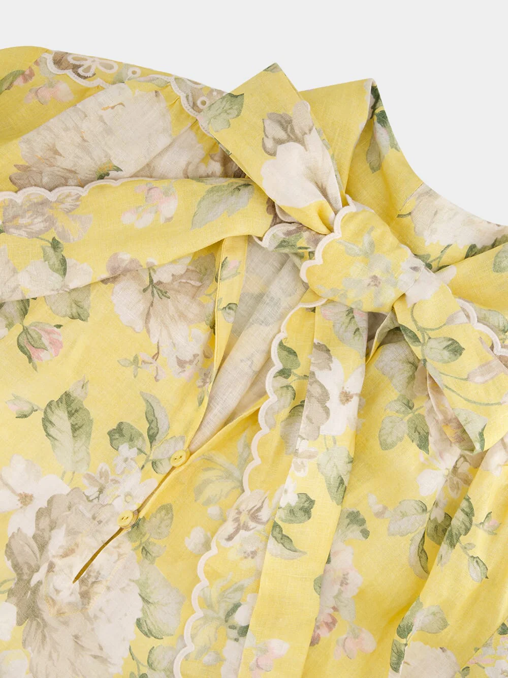 Yellow Acacia Broderie Tie Mini Dress - Image 5
