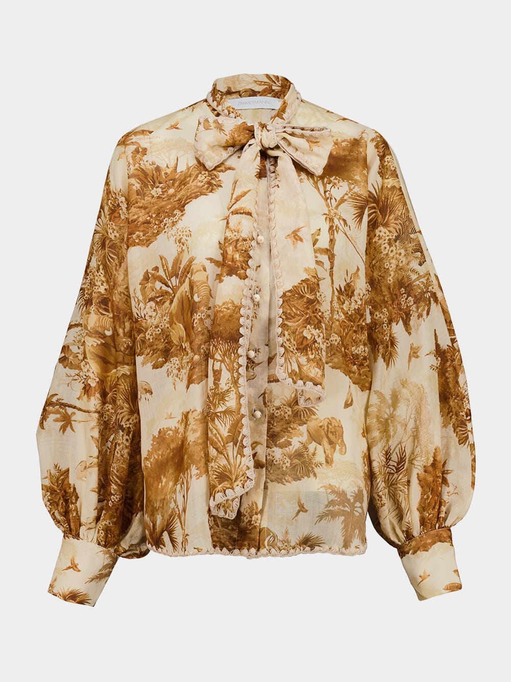 Coffee Safari Indra Tie Neck Blouse