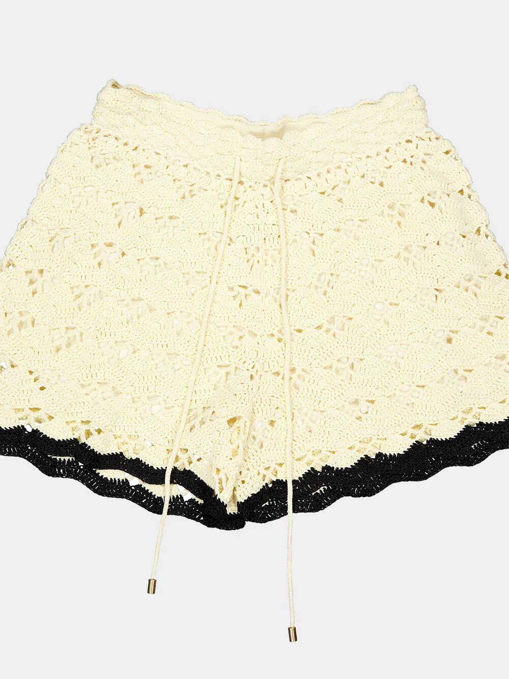 Cream and Black Aster Crochet Shorts - Image 5