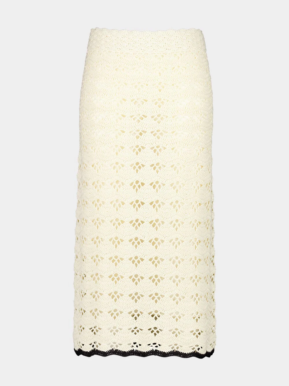 Cream and Black Rhiannon Crochet Midi Skirt