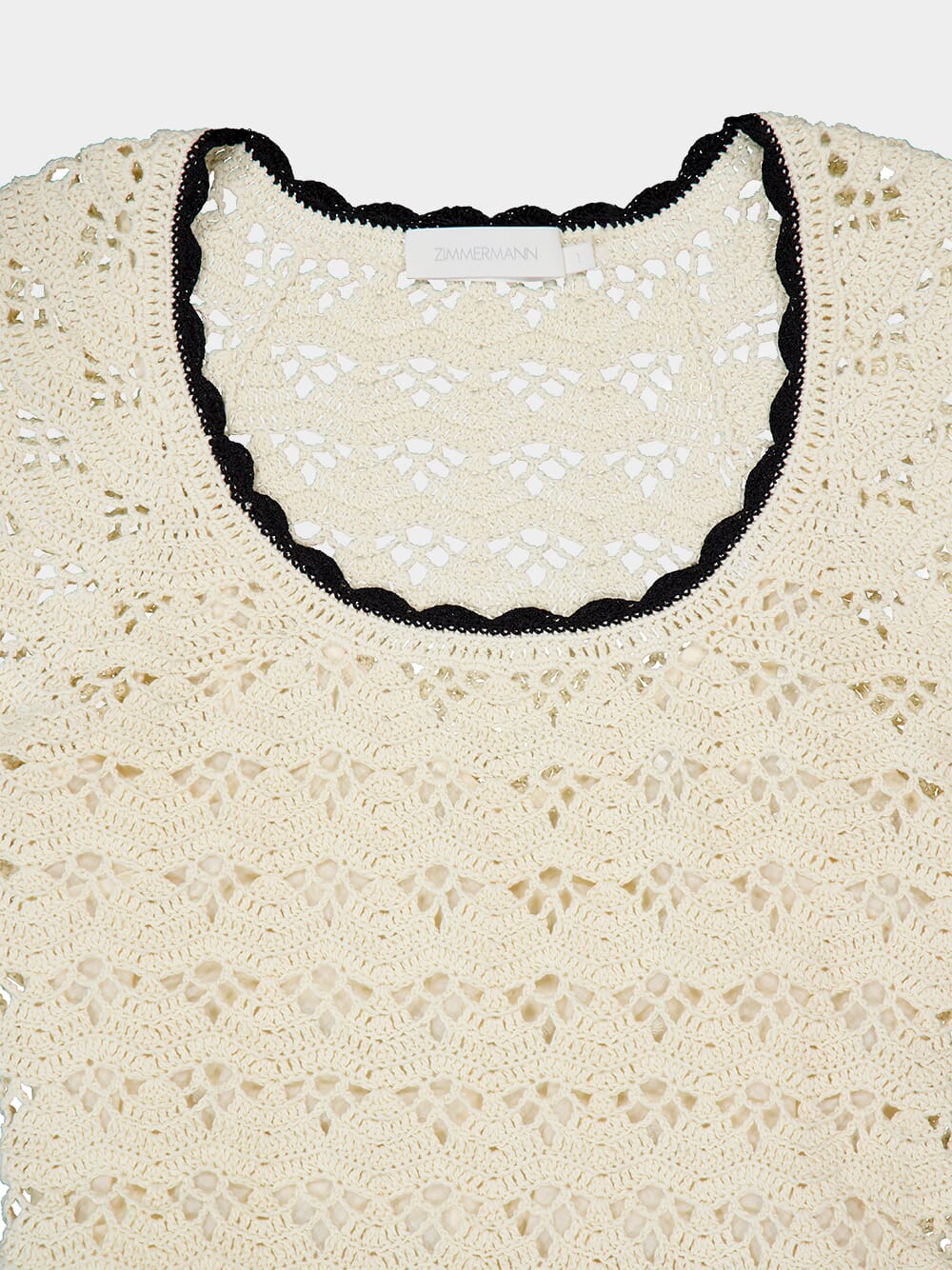 Cream and Black Rhiannon Crochet Mini Dress - Image 3