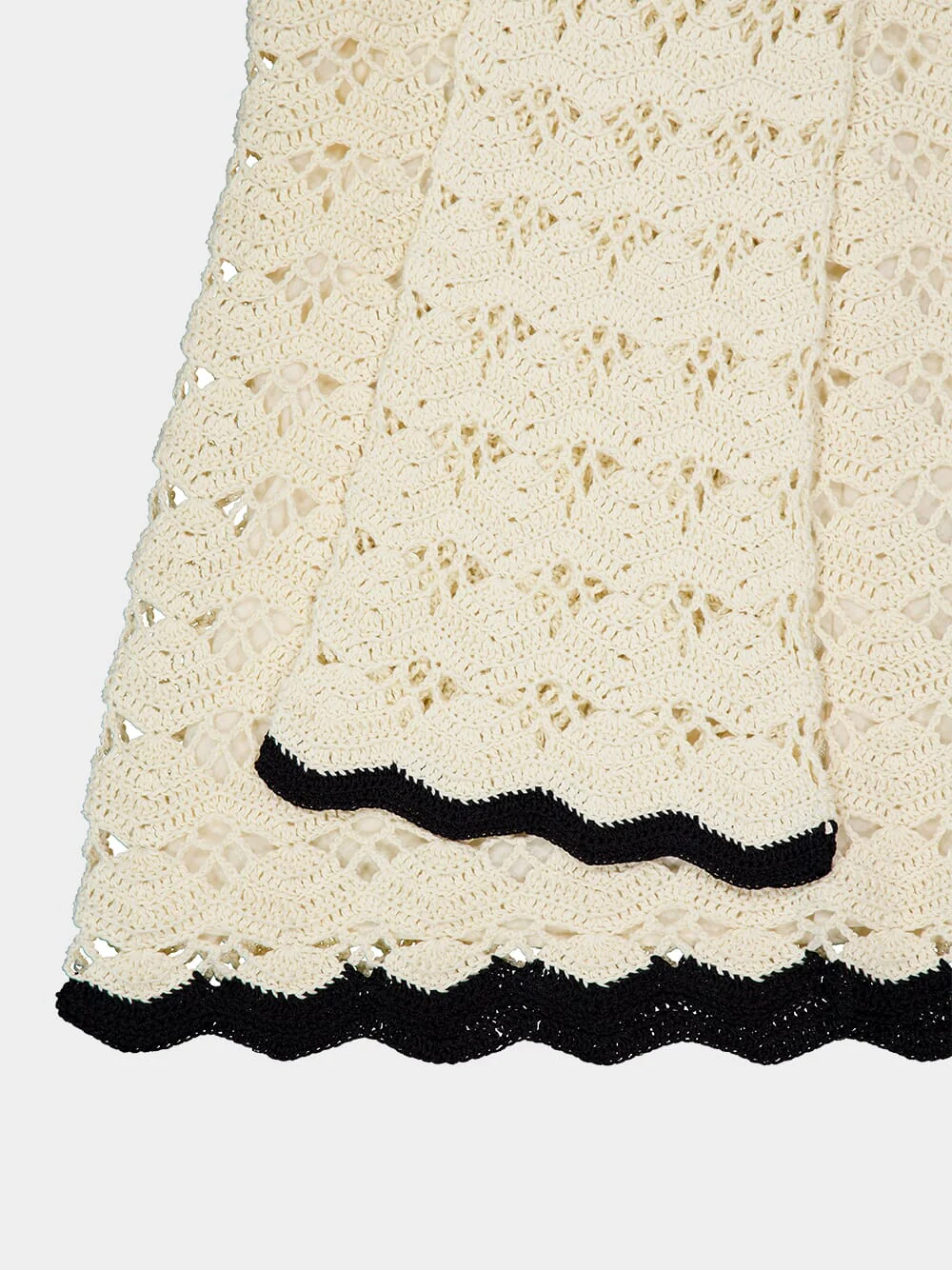 Cream and Black Rhiannon Crochet Mini Dress - Image 4