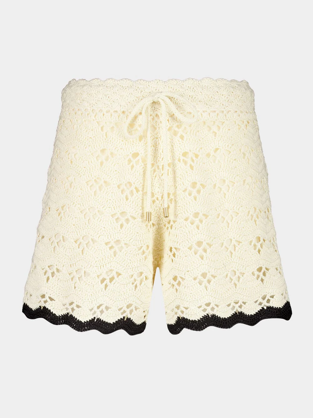 Cream and Black Rhiannon Crochet Shorts
