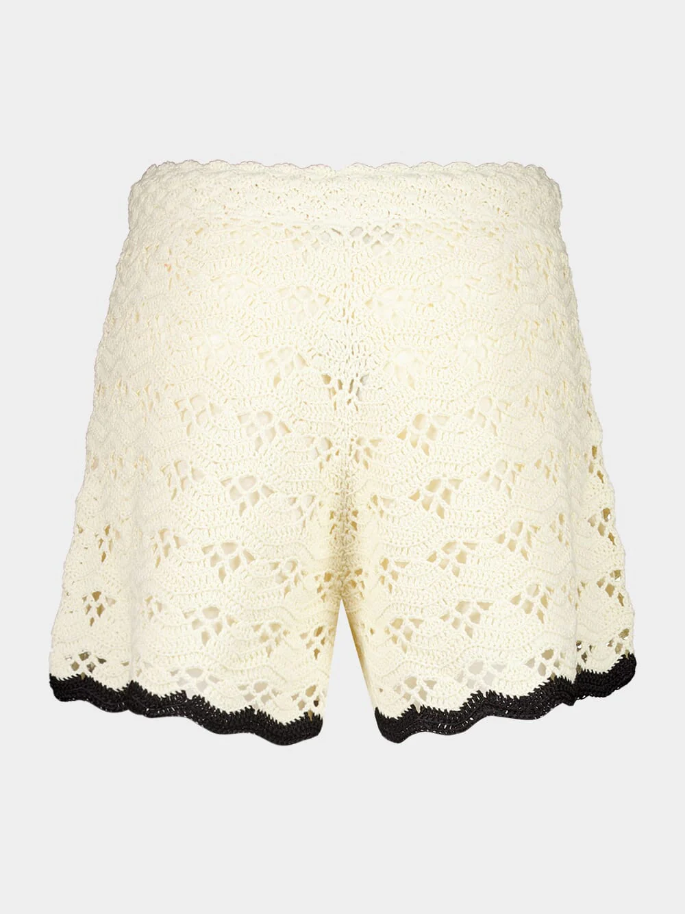 Cream and Black Rhiannon Crochet Shorts - Image 3