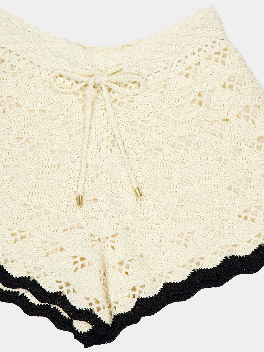 Cream and Black Rhiannon Crochet Shorts - Image 5