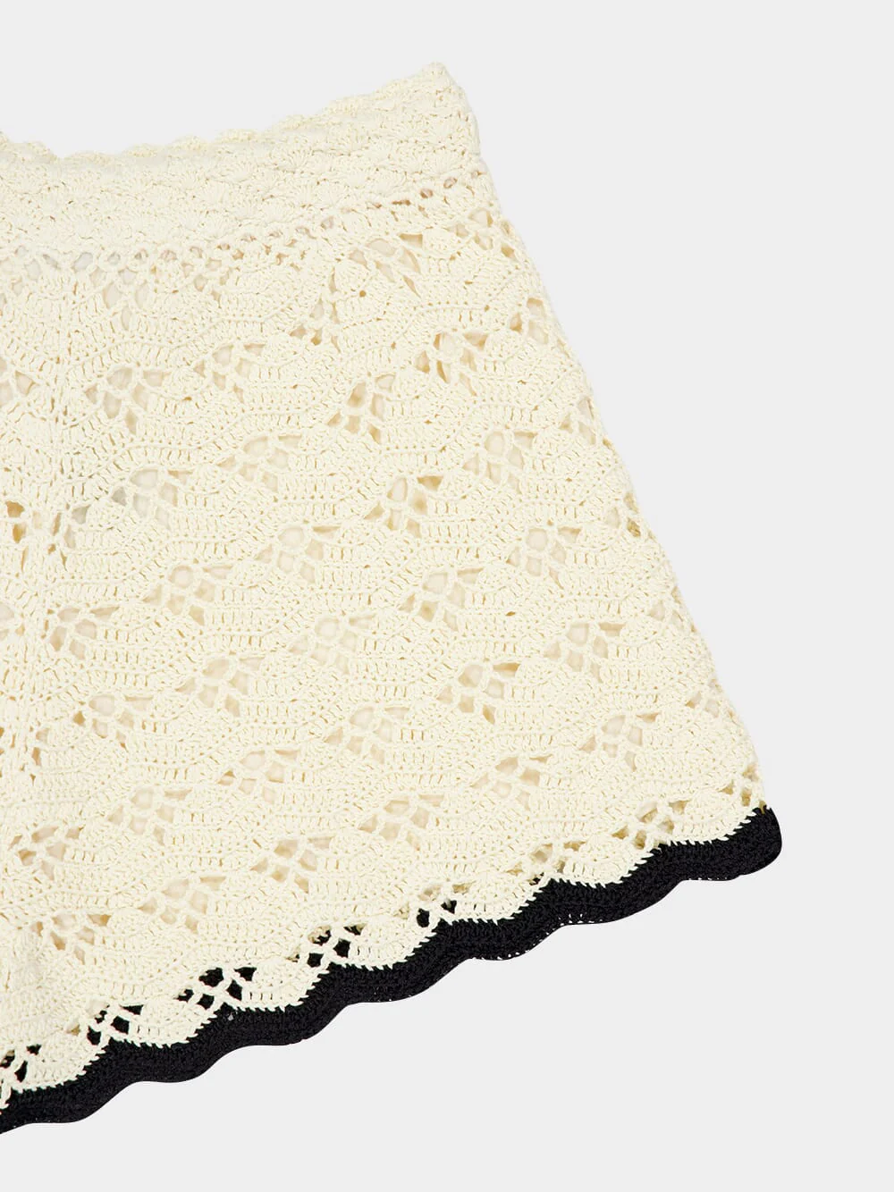 Cream and Black Rhiannon Crochet Shorts - Image 6