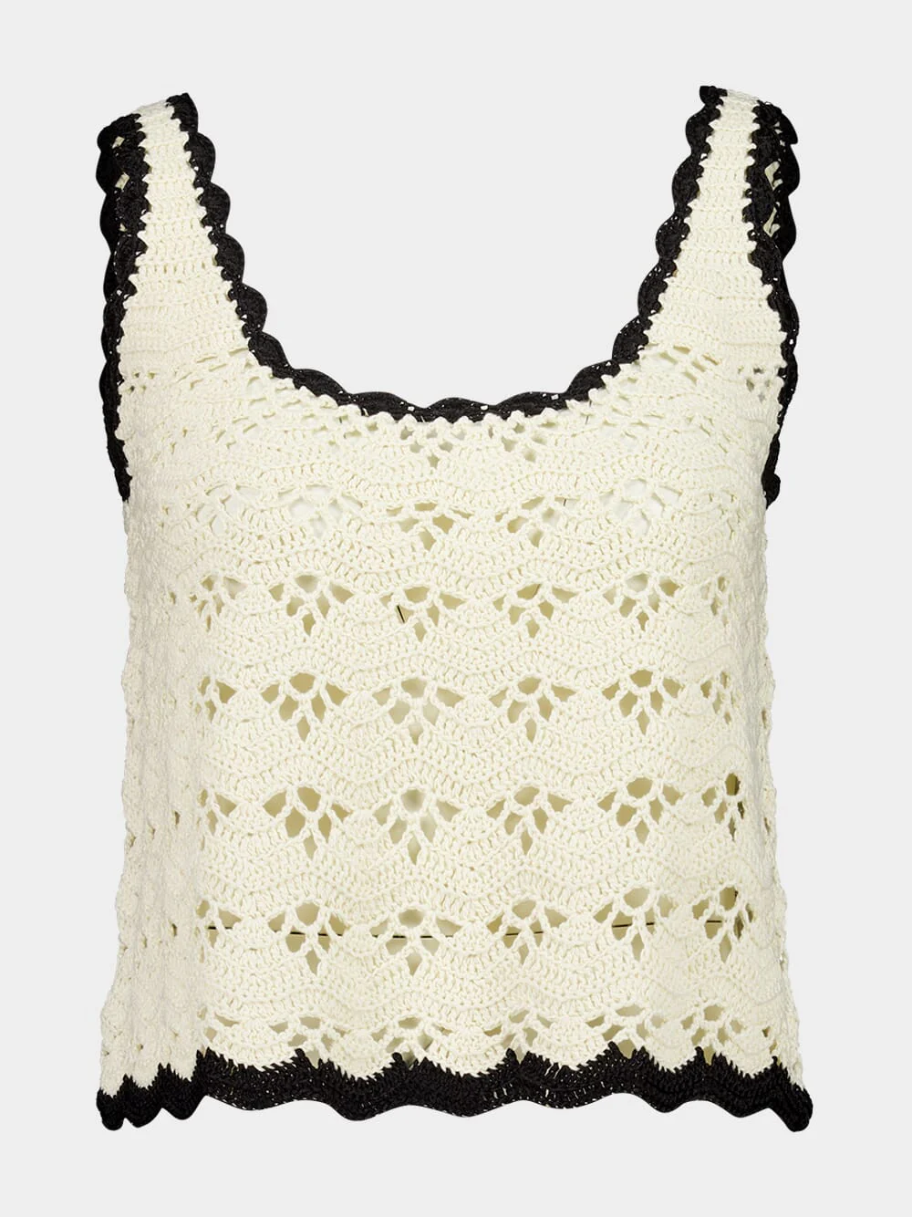 Cream and Black Rhiannon Crochet Tank