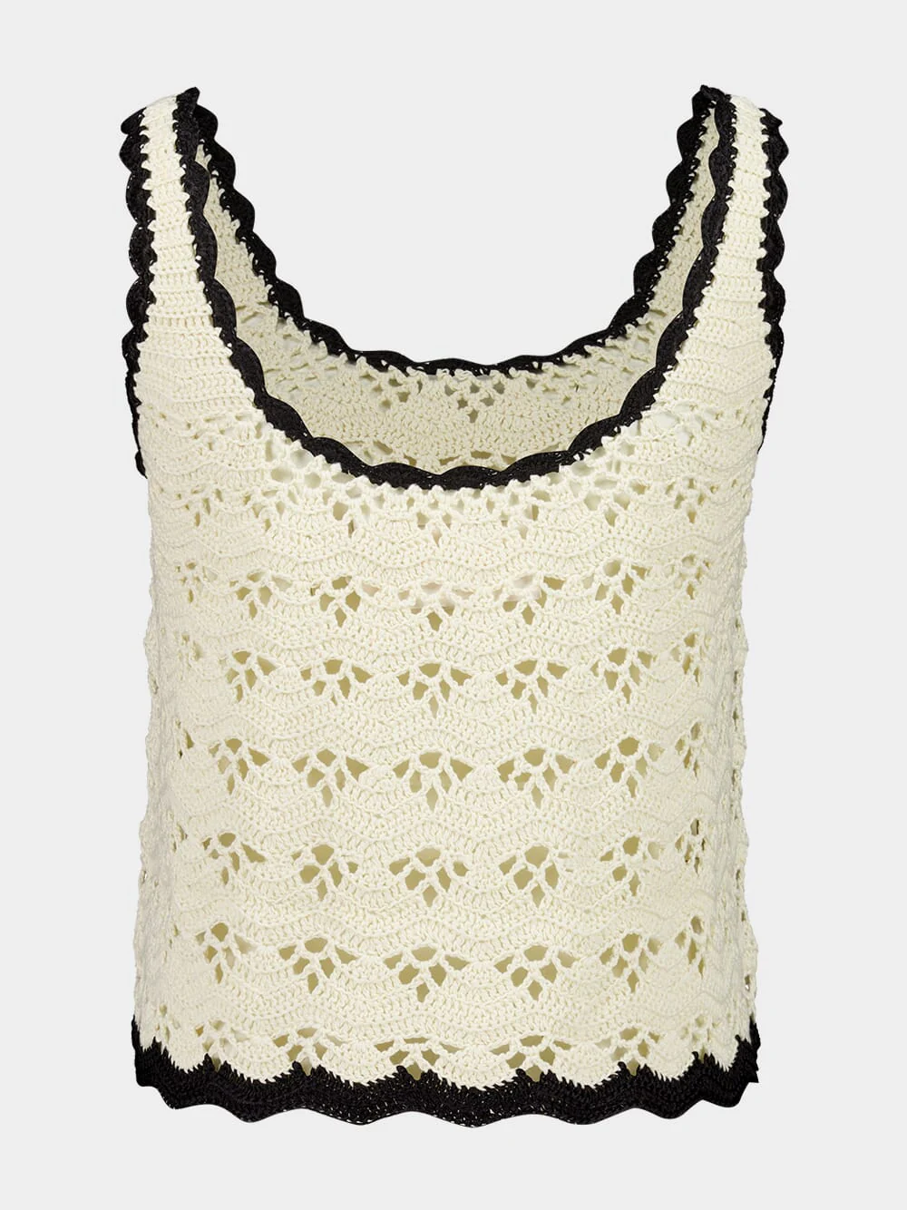 Cream and Black Rhiannon Crochet Tank - Image 2