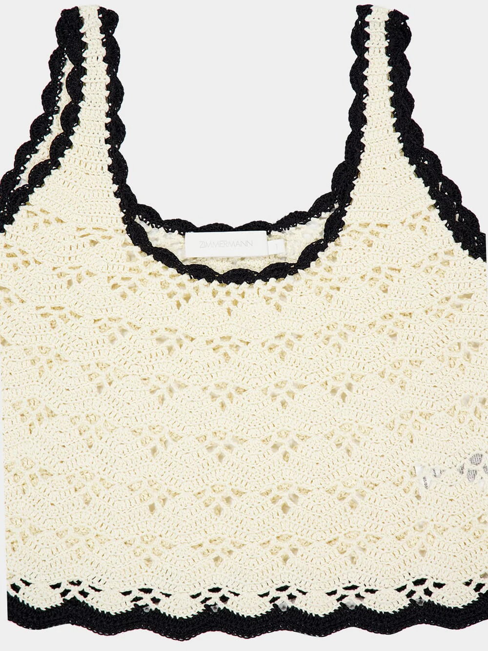 Cream and Black Rhiannon Crochet Tank - Image 3