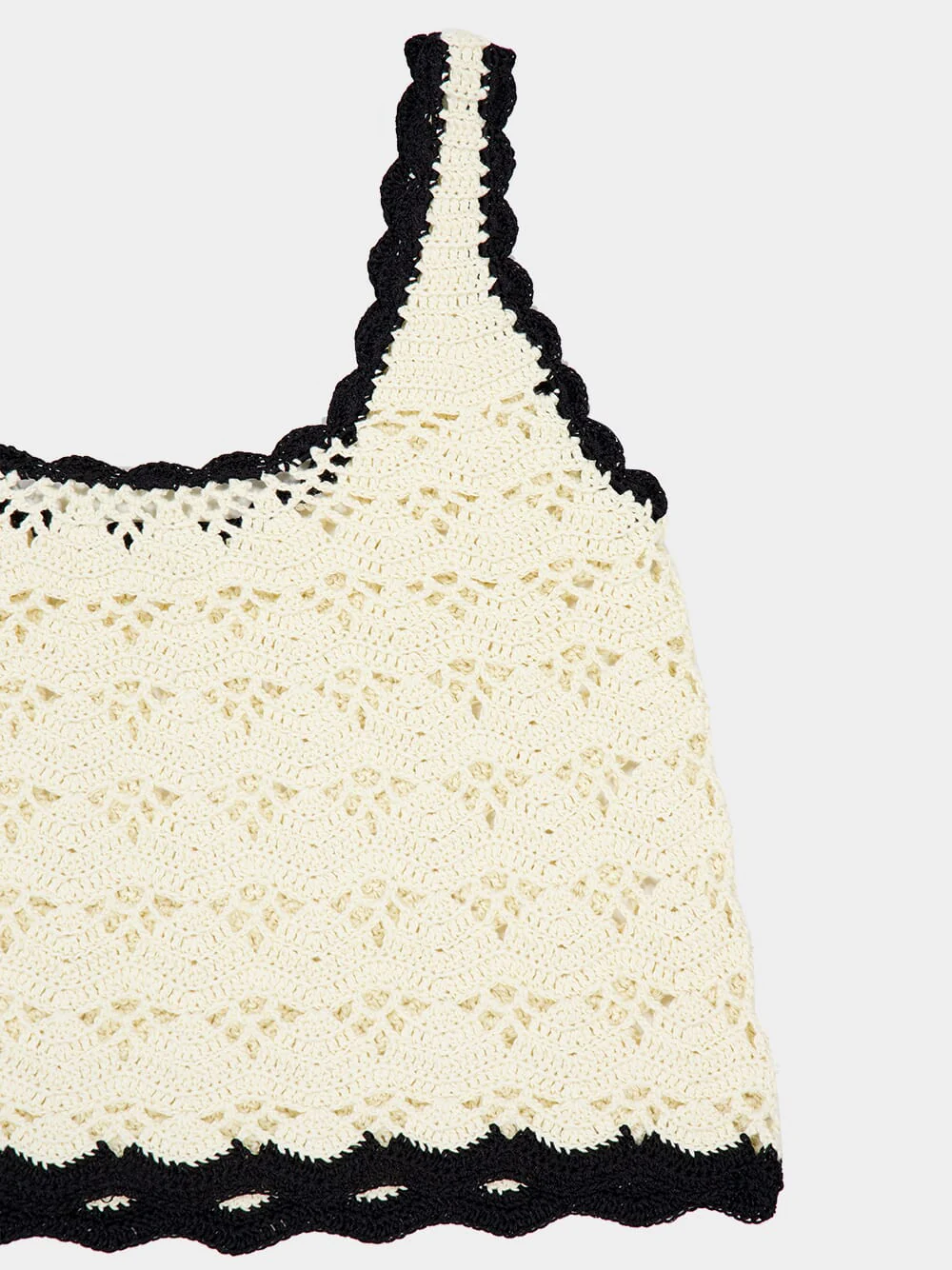 Cream and Black Rhiannon Crochet Tank - Image 4